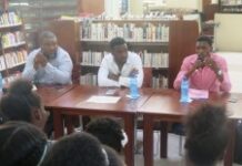 Les journalistes Frantz Duval et Michel Joseph au Centre Culturel Katherine Dunham